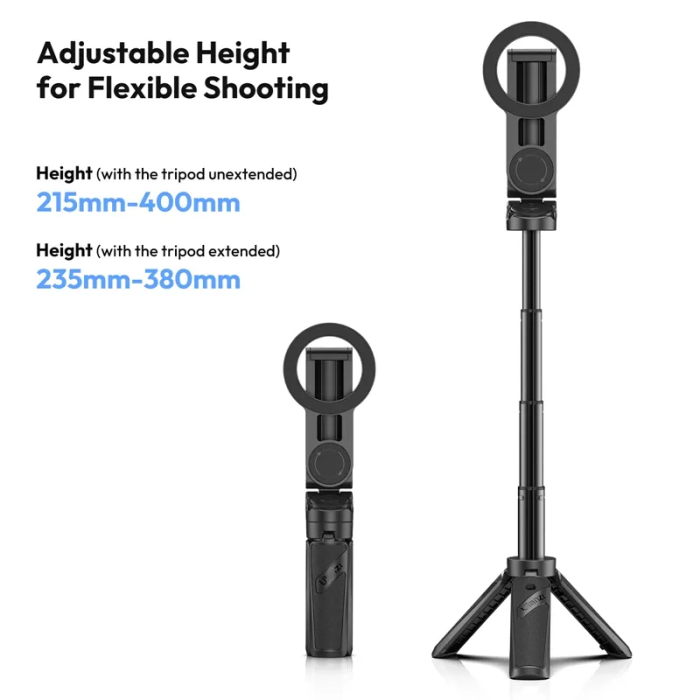 Селфі-монопод Ulanzi JJ03 3-in-1 Magnetic Phone Tripod with Remote Control Black