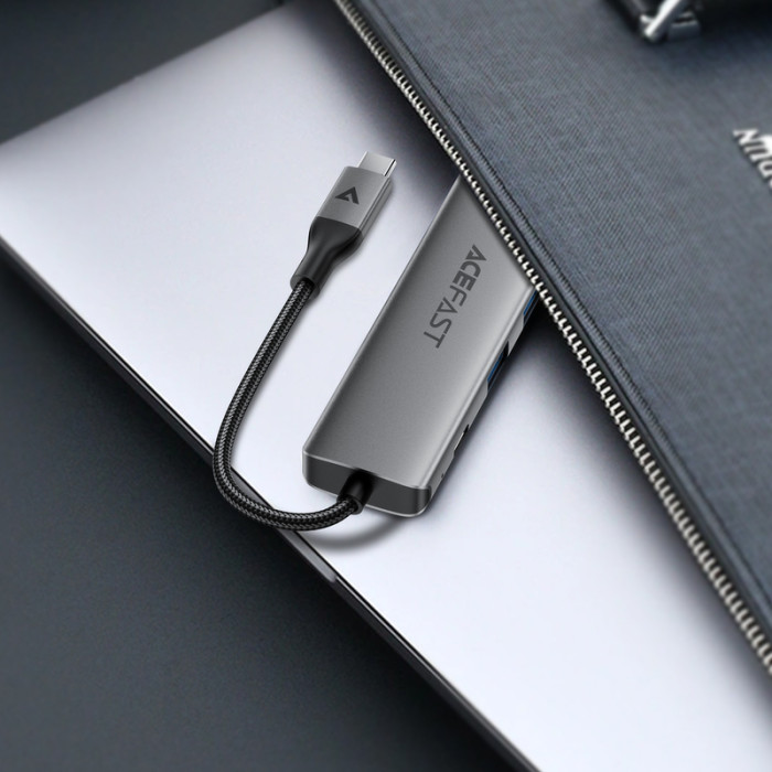 USB-хаб ACEFAST J18 USB-C 6-in-1 HUB docking station Metal Gray