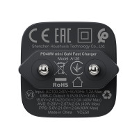 Мережевий зарядний пристрій ACEFAST A136 PD40W mini GaN USB-C fast charger Black