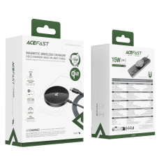 Бездротовий зарядний пристрій ACEFAST E24 QI2 desktop magnetic wireless charger with cable, Metal Gray