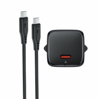 Мережевий зарядний пристрій з кабелем ACEFAST A117 PD20W mini GaN fast charger set(P16),black  Black