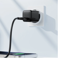 Мережевий зарядний пристрій з кабелем ACEFAST A117 PD20W mini GaN fast charger set(P16),black  Black