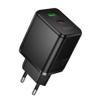 Мережевий зарядний пристрій HOCO C157A Smart PD30W+QC3.0 multi-protocol charger(EU) Black