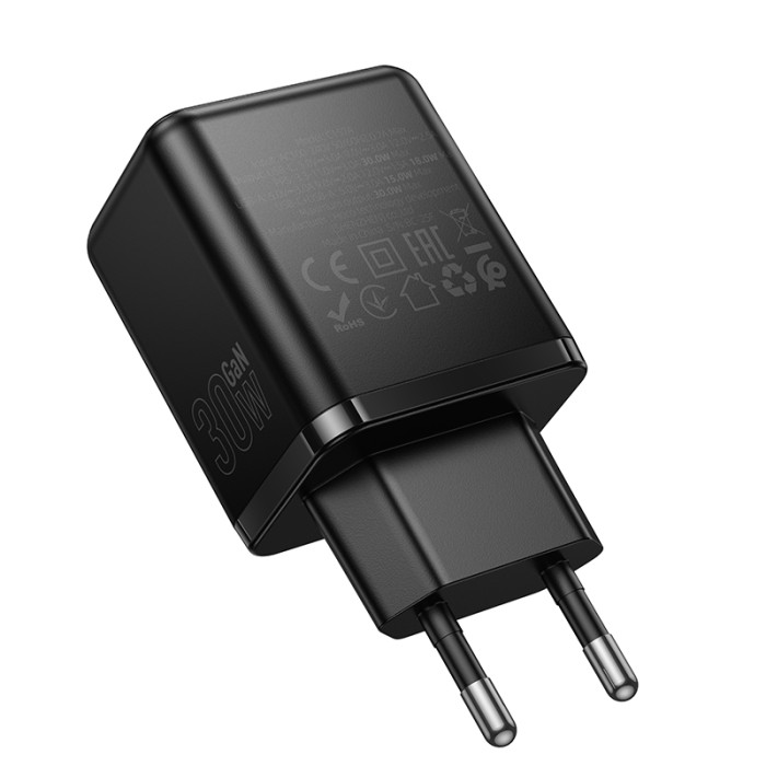 Мережевий зарядний пристрій HOCO C157A Smart PD30W+QC3.0 multi-protocol charger(EU) Black