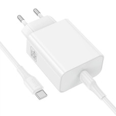 Мережевий зарядний пристрій HOCO C162A Source single port PD40W charger set(C to C) White
