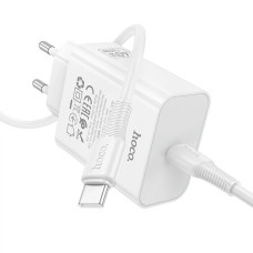 Мережевий зарядний пристрій HOCO C162A Source single port PD40W charger set(C to C) White