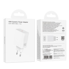 Мережевий зарядний пристрій HOCO C162A Source single port PD40W charger(EU) White