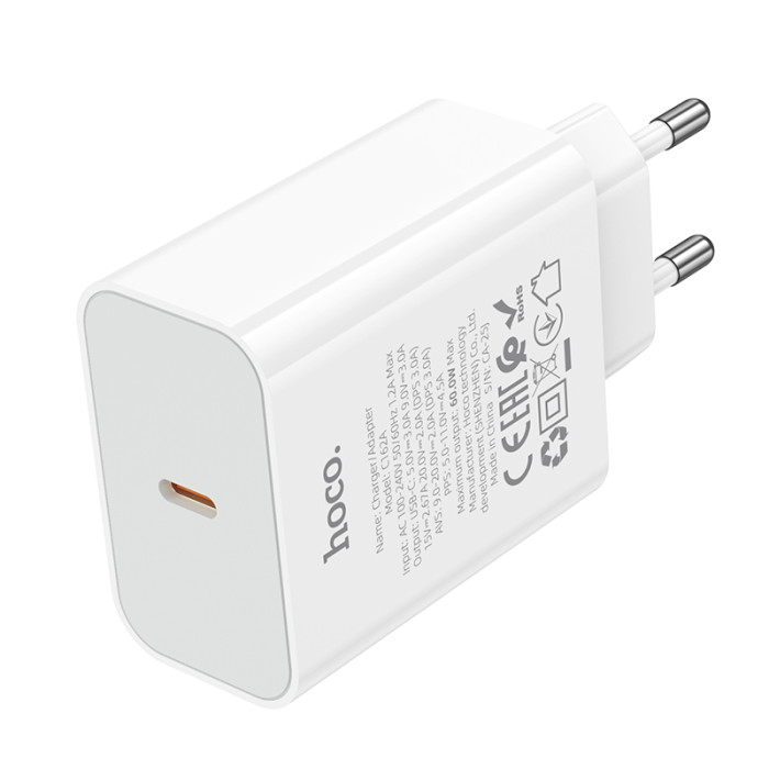 Мережевий зарядний пристрій HOCO C162A Source single port PD40W charger(EU) White
