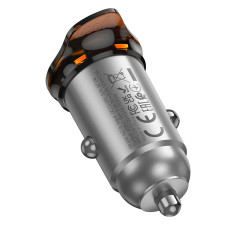 Автомобільний зарядний пристрій HOCO NZ16 Rigorous single port PD30W car charger Metal Grey