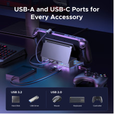 Док-станція UGREEN CM800 9in1 USB-C Output：1×DP, 1×USB-C, 3×USB-A, 1×RJ45, 1×SD Card Slot, 1×TF Card Slot Space Gray
