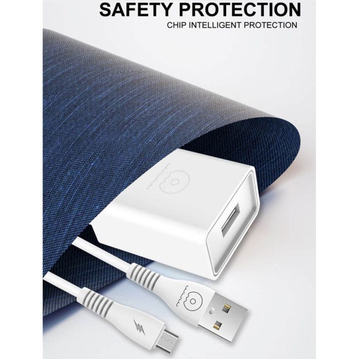 Мережевий зарядний пристрій з кабелем WUW-T82 Single USB home charger set micro