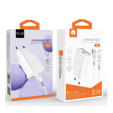 Мережевий зарядний пристрій з кабелем WUW-T82 Single USB home charger set iP