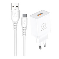 Мережевий зарядний пристрій з кабелем WUW-T66 Single USB home charger kit