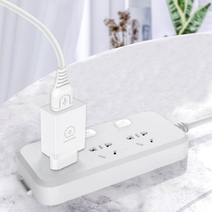 Мережевий зарядний пристрій з кабелем WUW-T66 Single USB home charger kit