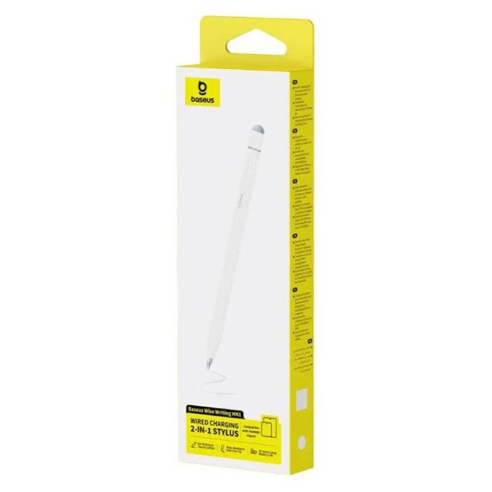 Стилус Baseus Wise Writing HN1 Universal Version Wired Charging 2-in-1 Stylus For HUAWEI/XIAOMI Moon White (With Type-C Cable*1 and Tip*1 and Palm Re