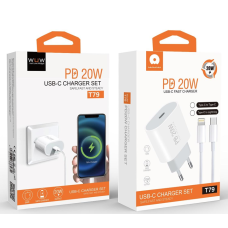 Мережевий зарядний пристрій з кабелем WUW-T79L PD 20W USB C charger with type c to lightning cable