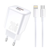 Мережевий зарядний пристрій з кабелем WUW-T104L PD20W A+C  Lightning kit