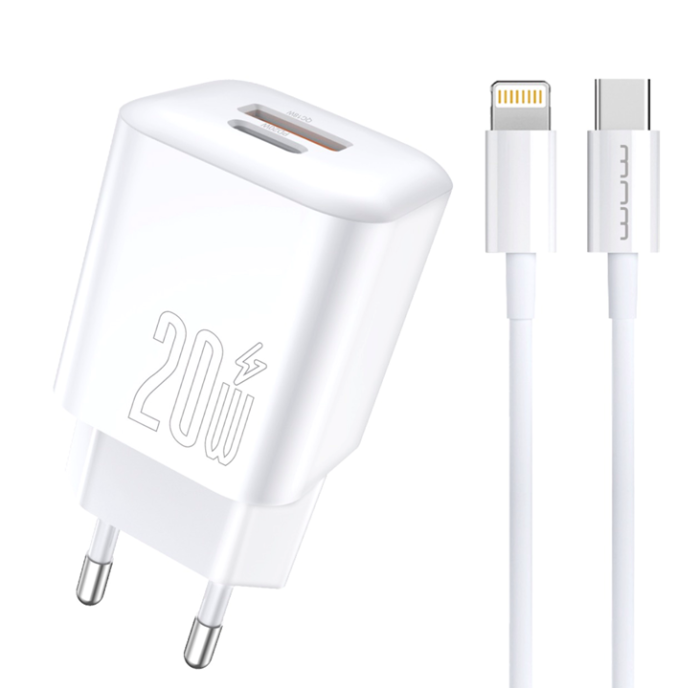 Мережевий зарядний пристрій з кабелем WUW-T104L PD20W A+C Lightning kit