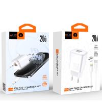 Мережевий зарядний пристрій з кабелем WUW-T104L PD20W A+C  Lightning kit