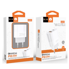 Мережевий зарядний пристрій WUW-C251 25W PD USB-C + USB QC3.0 18W