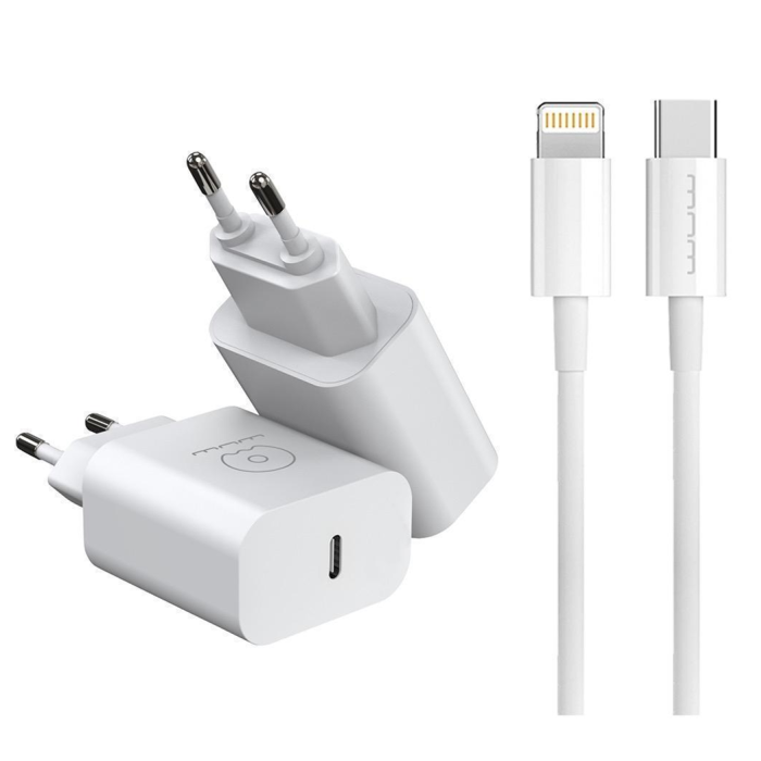 Мережевий зарядний пристрій з кабелем WUW-T81L PD 20W USB C fast charger +USB C to Lightning cable kit