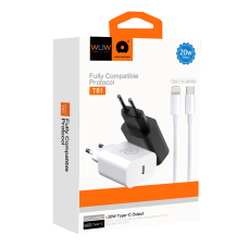 Мережевий зарядний пристрій з кабелем WUW-T81L PD 20W USB C fast charger +USB C to Lightning cable kit