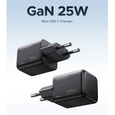 Мережевий зарядний пристрій з кабелем UGREEN X517 25W USB-C GaN Fast Charger Set EU+1M CC Cable black
