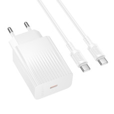 Мережевий зарядний пристрій з кабелем BOROFONE BAS75A Source single port PD30W charger set (C to C) (EU)White