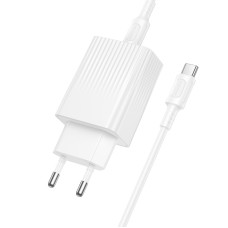 Мережевий зарядний пристрій з кабелем BOROFONE BAS75A Source single port PD30W charger set (C to C) (EU)White