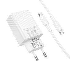 Мережевий зарядний пристрій з кабелем BOROFONE BAS75A Source single port PD30W charger set (C to C) (EU)White