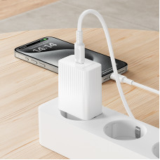 Мережевий зарядний пристрій з кабелем BOROFONE BAS75A Source single port PD30W charger set (C to C) (EU)White