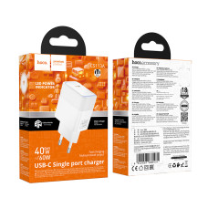 Мережевий зарядний пристрій з кабелем HOCO CS113A Lounge single port PD40W charger White