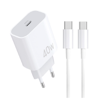 Мережевий зарядний пристрій з кабелем WUW-T108 PD 40W charger with C-C cable