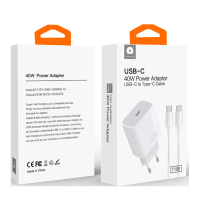 Мережевий зарядний пристрій з кабелем WUW-T108 PD 40W charger with C-C cable
