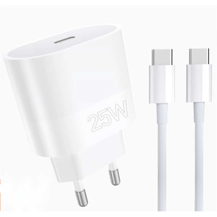 Мережевий зарядний пристрій з кабелем WUW-T86C PD 25W fast charger + USB C to USB C cable set