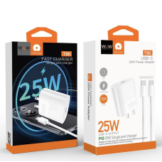 Мережевий зарядний пристрій з кабелем WUW-T86C PD 25W fast charger + USB C to USB C cable set