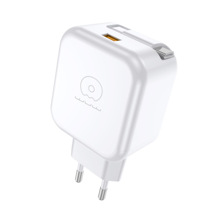 Мережевий зарядний пристрій з кабелем WUW-C268 12W fast charger USB A +retractable 70cm type c Cable
