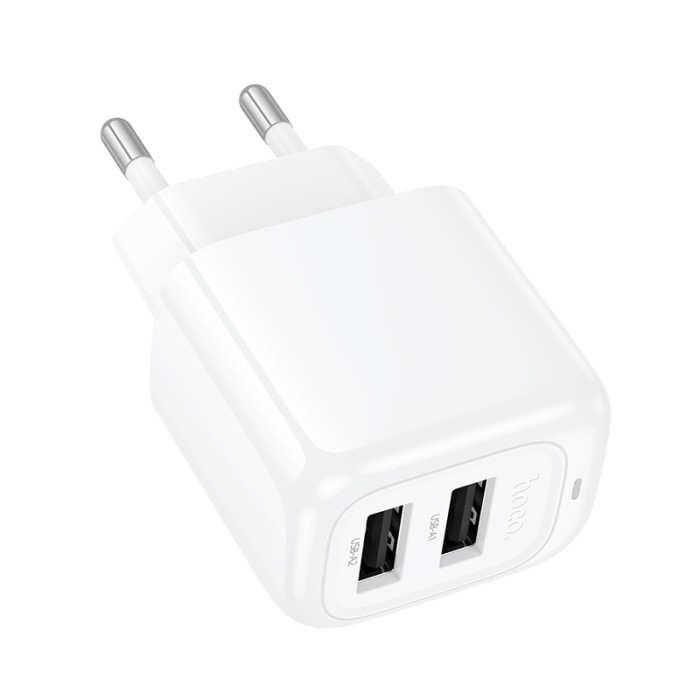 Мережевий зарядний пристрій HOCO CS51A Surplus dual-port charger(EU) White