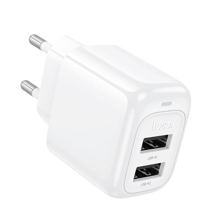 Мережевий зарядний пристрій HOCO CS51A Surplus dual-port charger(EU) White
