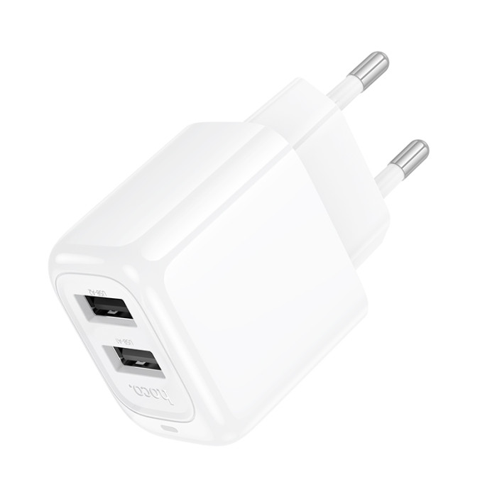 Мережевий зарядний пристрій HOCO CS51A Surplus dual-port charger(EU) White
