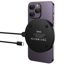 Бездротовий зарядний пристрій HOCO CW62 Peak desktop wireless fast charger with digital display and cable Black