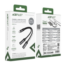 Аудіокабель ACEFAST J14 USB-C 2-in-1 charging audio adapter Black