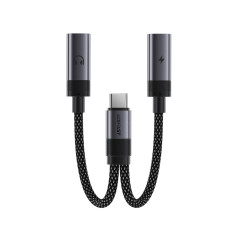 Аудіокабель ACEFAST J14 USB-C 2-in-1 charging audio adapter Black