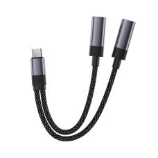 Аудіокабель ACEFAST J14 USB-C 2-in-1 charging audio adapter Black