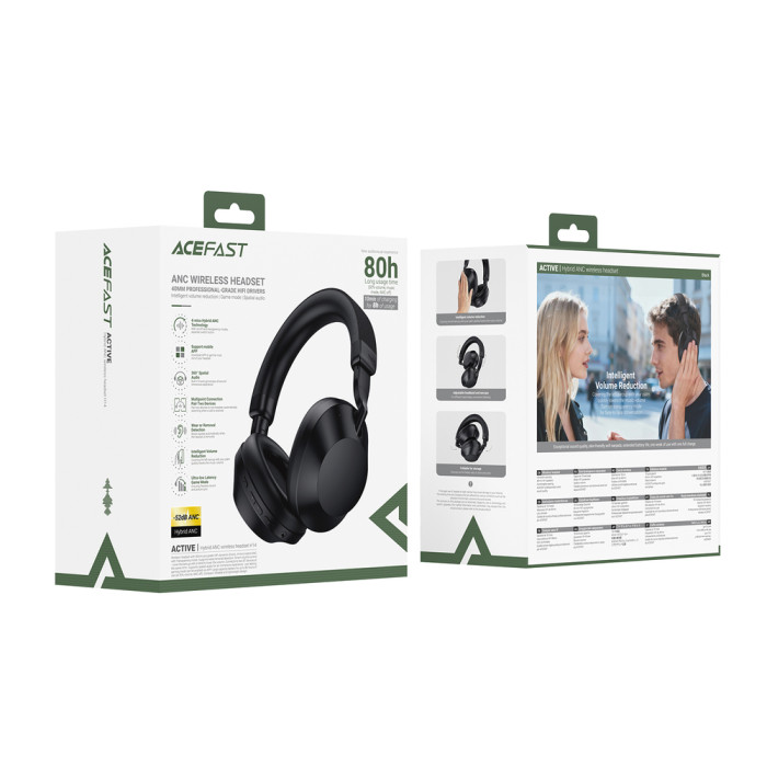 Бездротові накладні навушники ACEFAST H14 hybrid ANC wireless headset Black