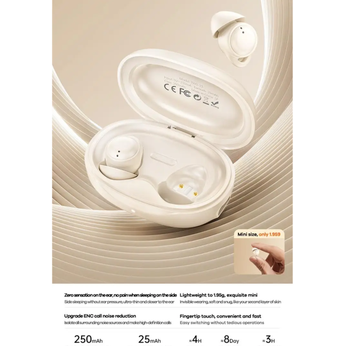 Бездротові навушники TWS REMAX Sleep True Wireless Stereo Music Call Earphones TWS-21 Beige