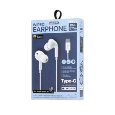 Навушники дротові REMAX Wired Earphones for Music and Call  RM-575/a/i  (Type-C) White