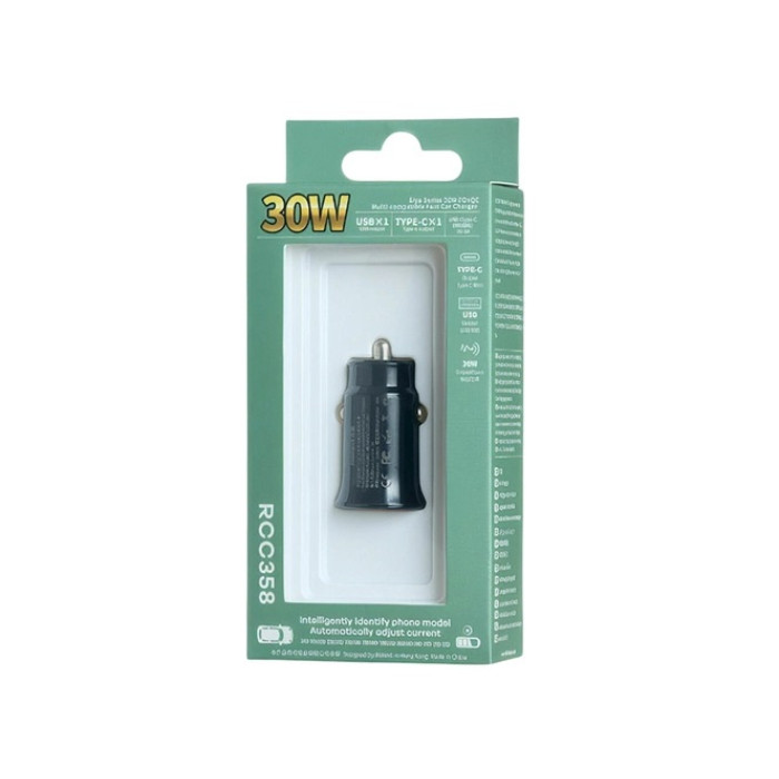 Автомобільний зарядний пристрій REMAX Siya Series 30W PD+QC 1C+1A Multi-compatible Fast Car Charger RCC358 Black