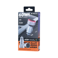 Автомобільний зарядний пристрій REMAX 60W Aluminum Alloy Colorful Light Fast Charging Car Charger CC07 Tarnish