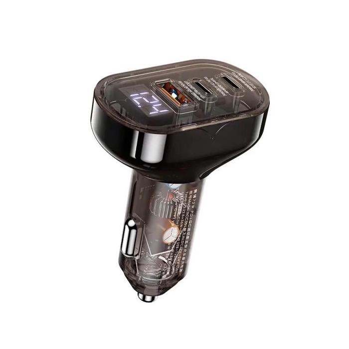 Автомобільний зарядний пристрій REMAX Cybo Series 72W PD+QC 1A+2C Transparent Fast Car Charger with Digital Display RCC351 Black